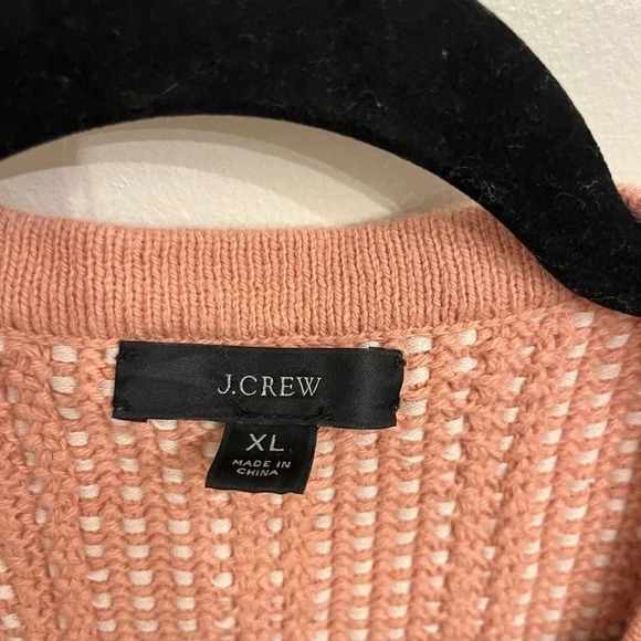 J. Crew pink and cream knit cardigan size XL - Picture 4 of 7